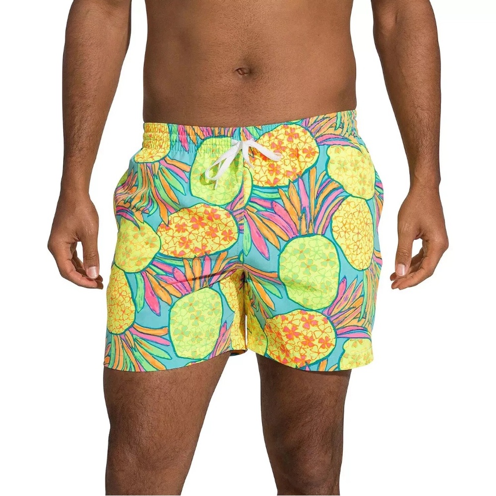 Chubbies Men’s XL The Hooligans Neon Pineapple Tropical Lined Swim Trunks Shorts